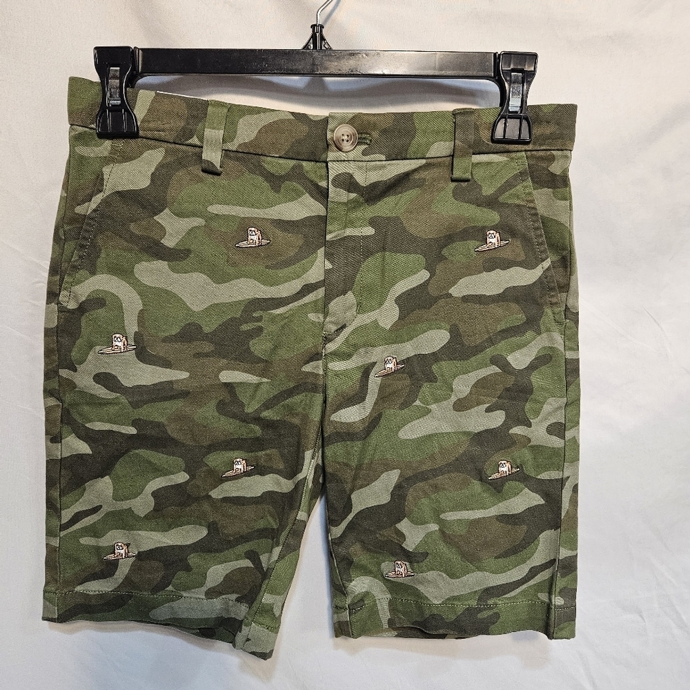 Vineyard Vines Boys Green Camo Bull Dog Embroidered Breaker Shorts Size 10 NWT